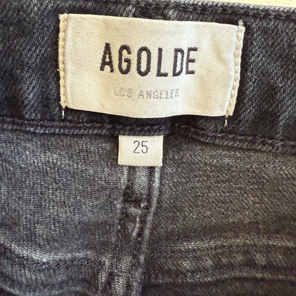 Agolde Nico Black High Rise Distressed Slim Jeans 25 - Picture 2 of 5